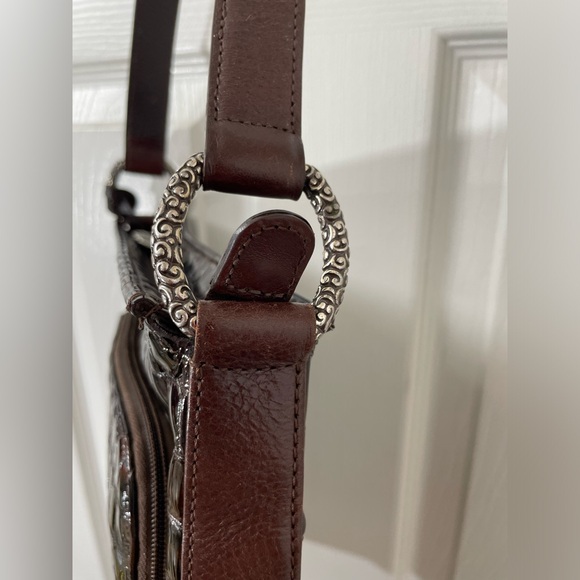 Brighton Brown Shoulder Bag with Crocodile Texture - Picture 7 of 11